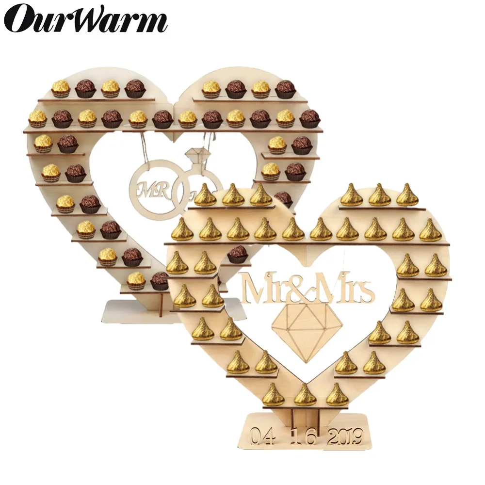 Подставка для конфет OurWarm свадебное украшение стола деревянное сердце дерево