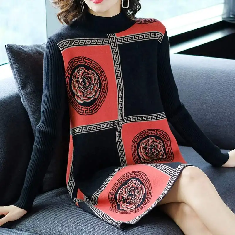 sweaters 1 Весна/осень, женские свитера, компьютерная вязка, свободный свитер, пуловер для женщин, высокая эластичная одежда, Свитера средней длины с круглым вырезом - Цвет: sweaters 1
