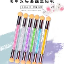 1 шт., стразы с двойной головкой, губка для дизайна ногтей, кисть для геля, лака, градиентный рисунок, Раскрашивание, затенение, двойной конец, набор инструментов для ногтей