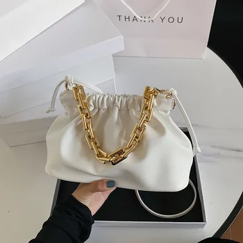 

2020 Summer Fashion Crossbody Gold Chain Shoulder Cross body Tote Bags PU Leather Bucket Bags Handbag Fashion Women Bag