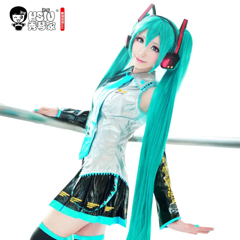Skup HSIU wysokiej jakości VOCALOID peruka do cosplay hatsune miku kostium grać peruki impreza z okazji halloween Anime gra włosy 150cm akwamaryn peruka