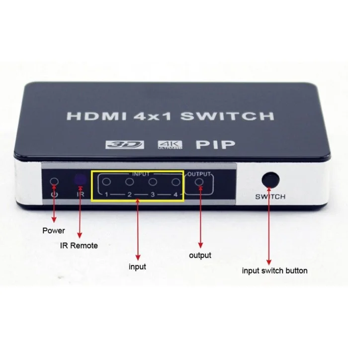 4K HDMI переключатель PIP 4x1 видеокоммутатор 4K x 2K 3D с пультом дистанционного управления для Apple tv PS4 HD tv VDX99