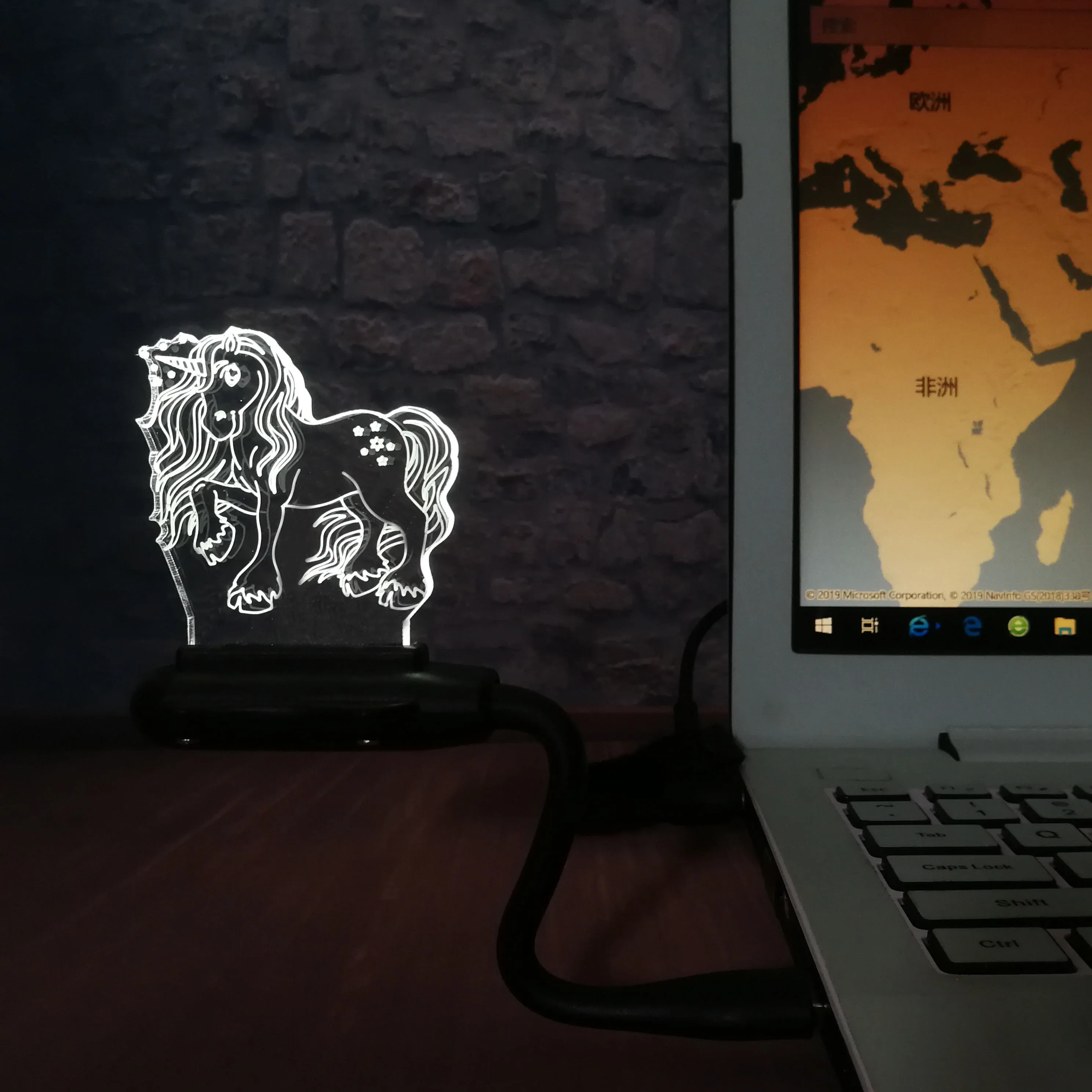 Mini Lamp Прямая лампа Единорог ночник Lampara лампа в форме животного украшение стола 3D иллюзия многоцветная изменение ребенка подарок на день рождения - Испускаемый цвет: Mini Lamp