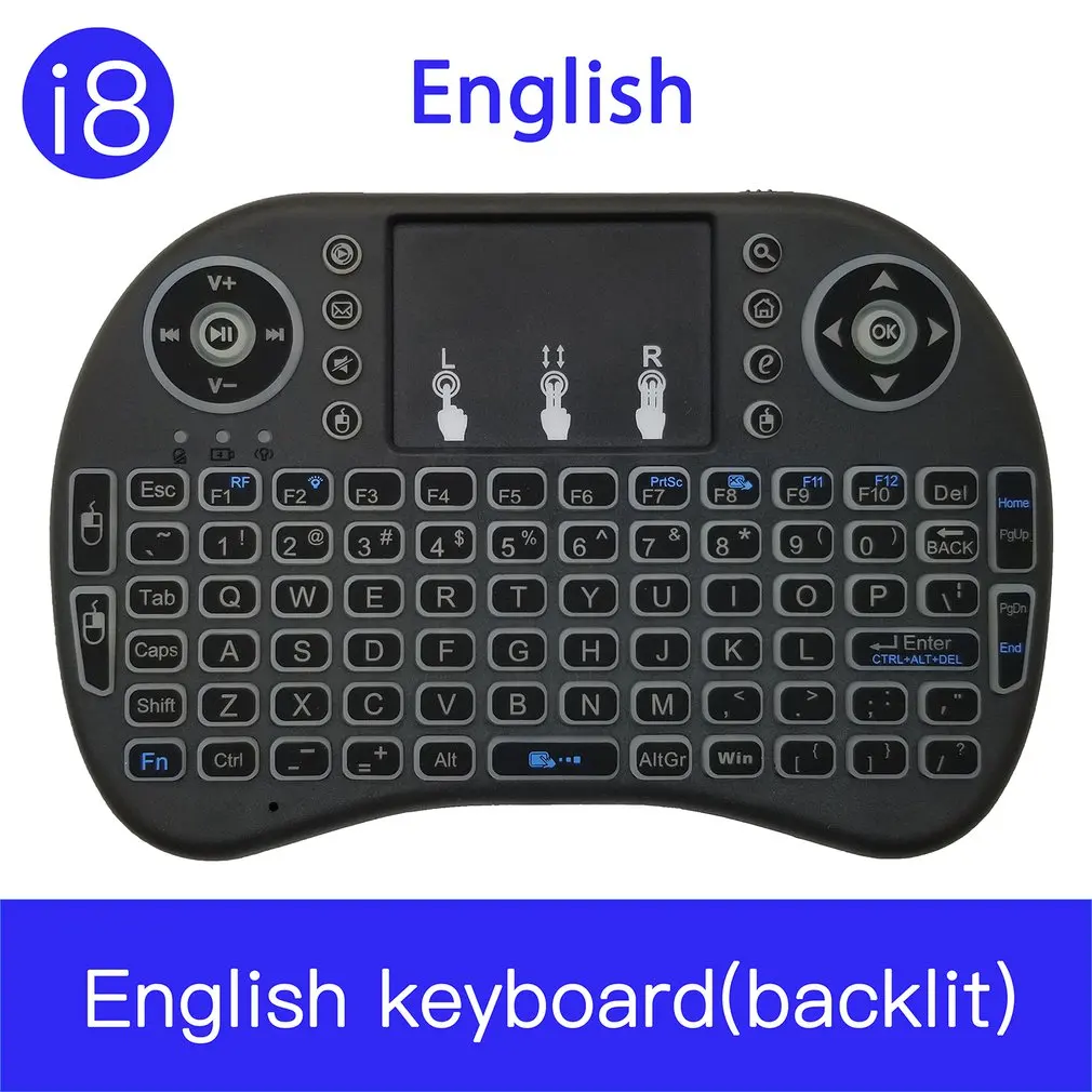 

i8 Backlight Mini Wireless Keyboard 2.4GHz with Touchpad Keyboard Mouse for Raspberry Pi 3 RPI 2 Mini PC Smart TV Android TV Box