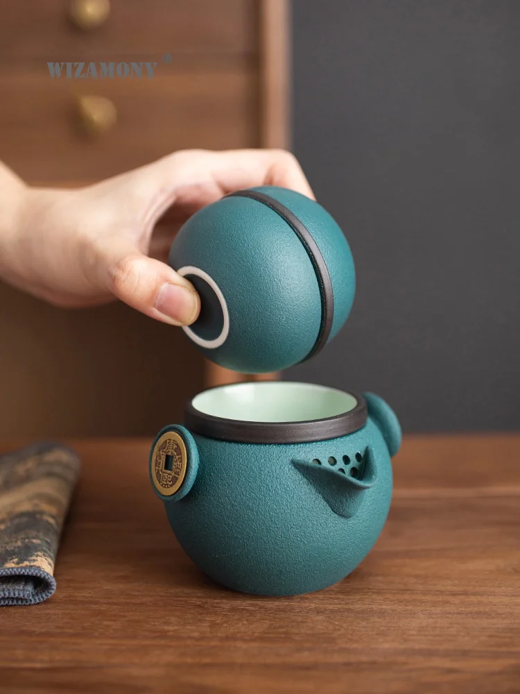 

Travel treasure tea set ceramic teapot one pot and two cups portable outdoor portable Quik Cup tea set tea pot set teaware