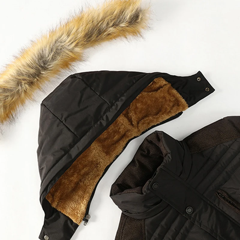 Качественная мужская зимняя куртка средней длины, утепленная бархатная теплая хлопковая одежда, облегающая повседневная мужская куртка с отстегивающимся воротником
