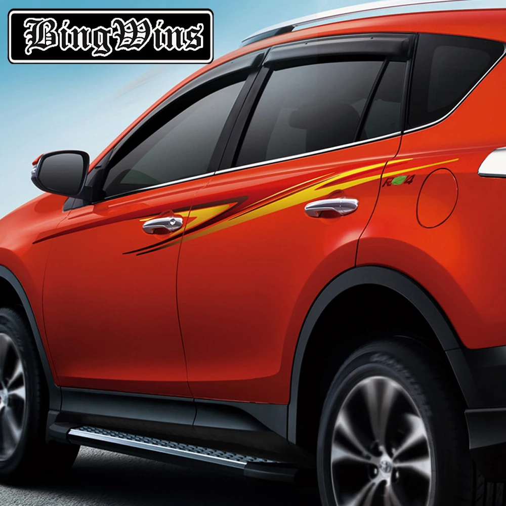 Автомобильный Стайлинг для Toyota RAV4- Красочная Печатная Автомобильная наклейка гоночный автомобиль наклейка на тело классная Автомобильная поясная юбка графический
