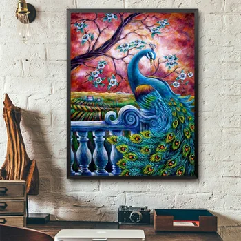 

Planet Peacock Flower DIY 5D Full Round Diamond Painting Cross Stitch Kit Crafts New arrive 2020