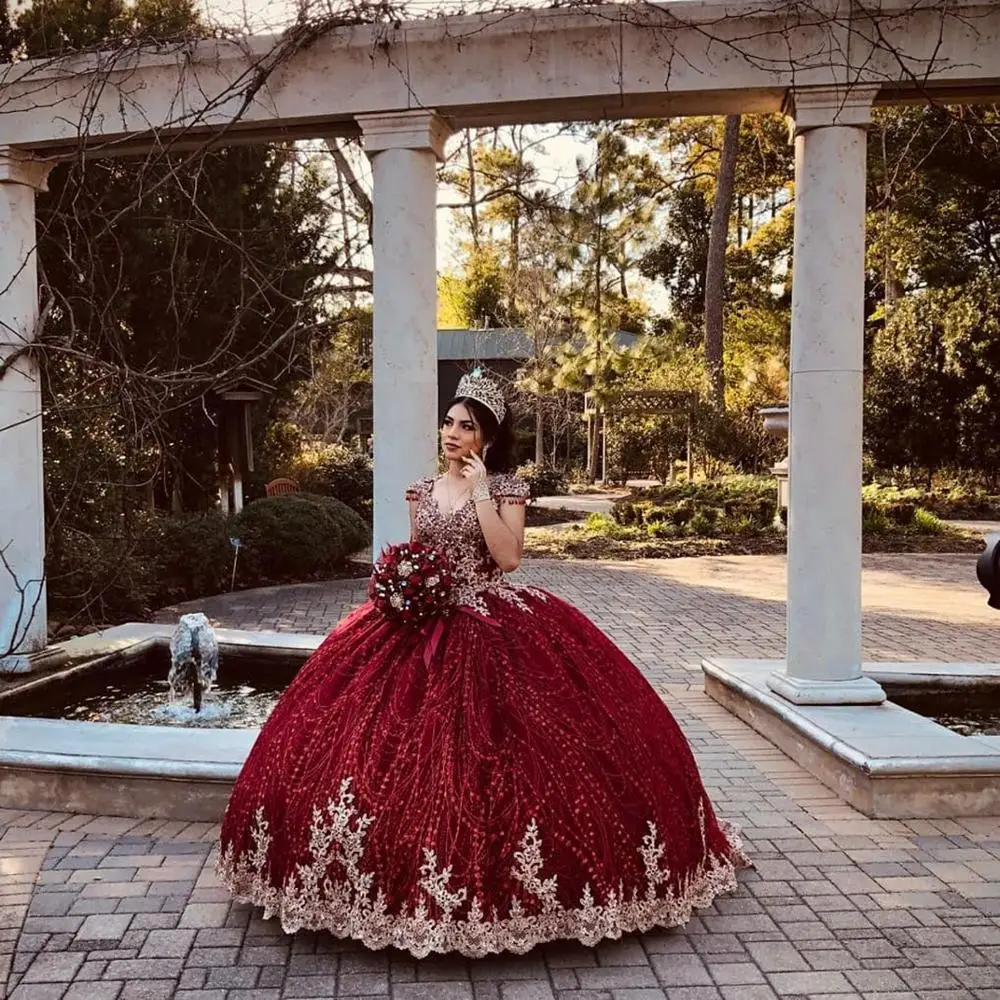 red and gold dresses quince