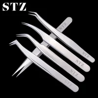 STZ 1pcs Stainless Steel Eyelash Extension Tweezers Straight Curved Curler For Eyelash-false Clip Makeup Nail Art Tools S01-05 1
