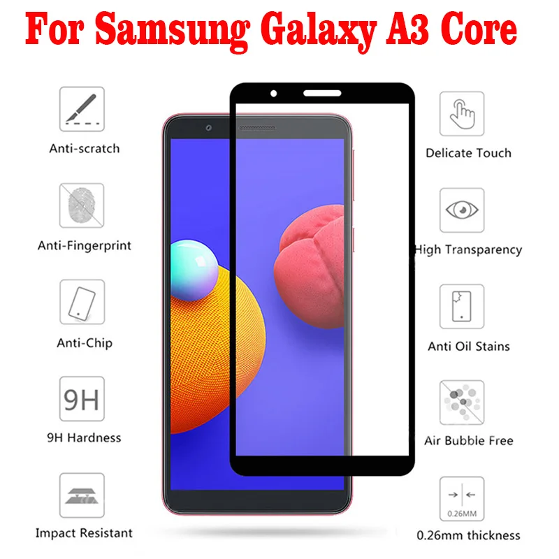 Закаленное 3D стекло с полным покрытием для Samsung Galaxy A3 Core 2 шт.|Защитные стёкла и
