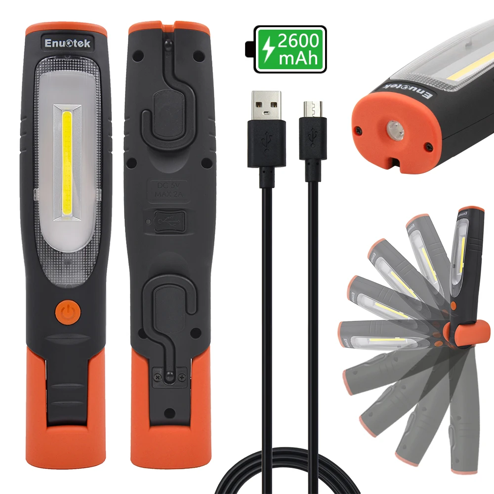 Rechargeable LED Work Light Portable Cordless LED Inspection Lamp Super Bright LED Torch Light Front 3W COB LED and Top 3W LED