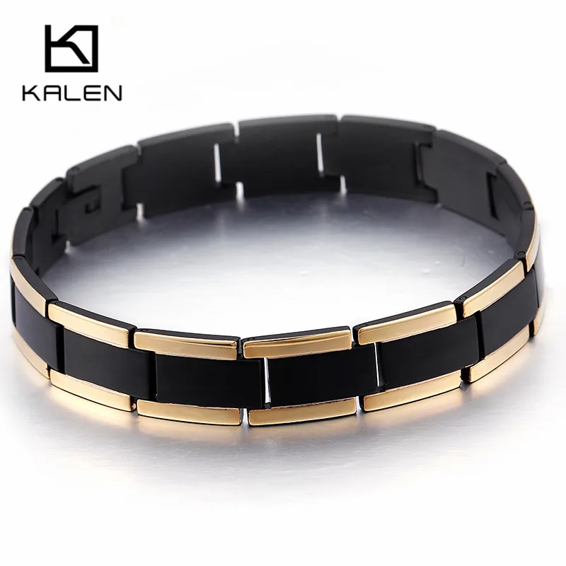 Панк нержавеющая сталь звено цепи обруча браслет для мужчин 20 см длинные золото черный покрытием бизнес браслет на руку ювелирные изделия