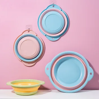 

Travel Folding Wash Basin Bucket Container Portable Fruit Basin Collapsible Silicone Washtub Baby Washbasin for Bathroom