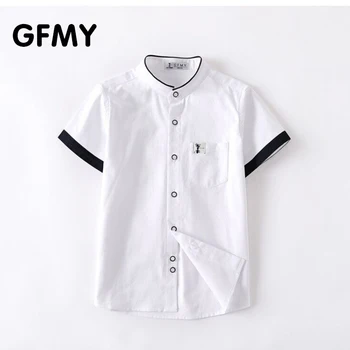 

GFMY Hot Sale Children Shirts Casual Solid 100% Cotton Short-sleeved Boys shirts For 4-12 Years Students wear in school 2020