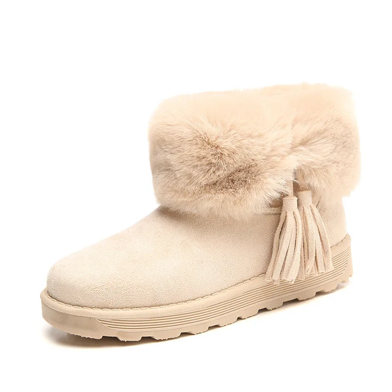 

2019 Winter Rabbit Fur Snow Boots Ladies Fur One Warm Cotton Boots Thick Large Women's Boots