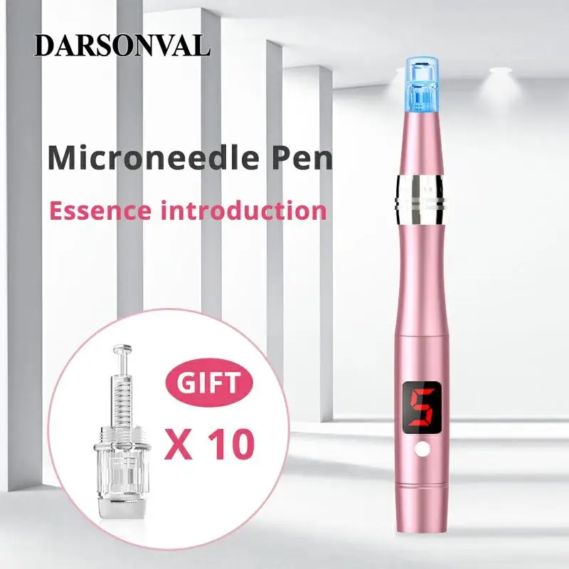 

DARSONVAL Wireless Pink Microneedle Pen 2 Colors Led Facial Needle Cartridge derma Micro Needling Tattoo-Machine Microneedle