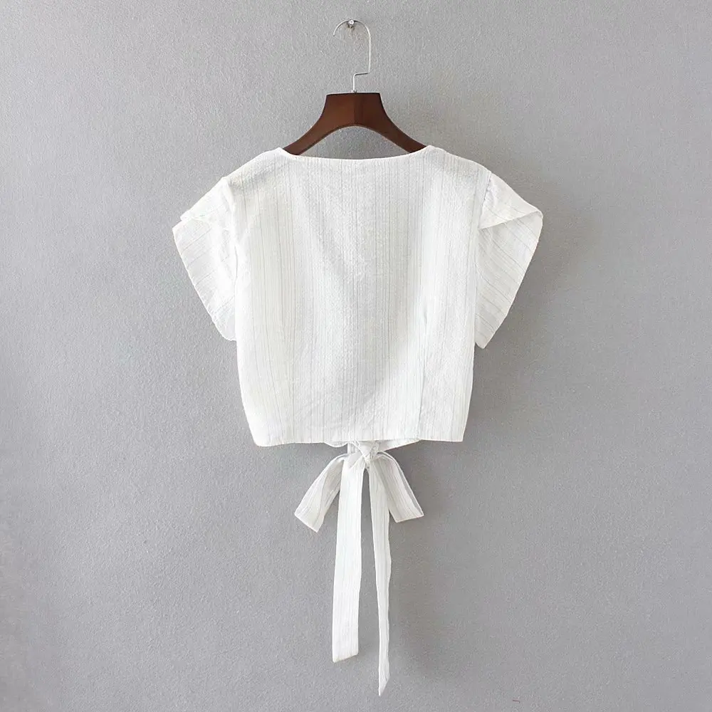 

Cdu-tp7172 Trend WOMEN'S Dress Monochrome Y Word V-neck Bow-Accent-Slim Fit Short Tank Top