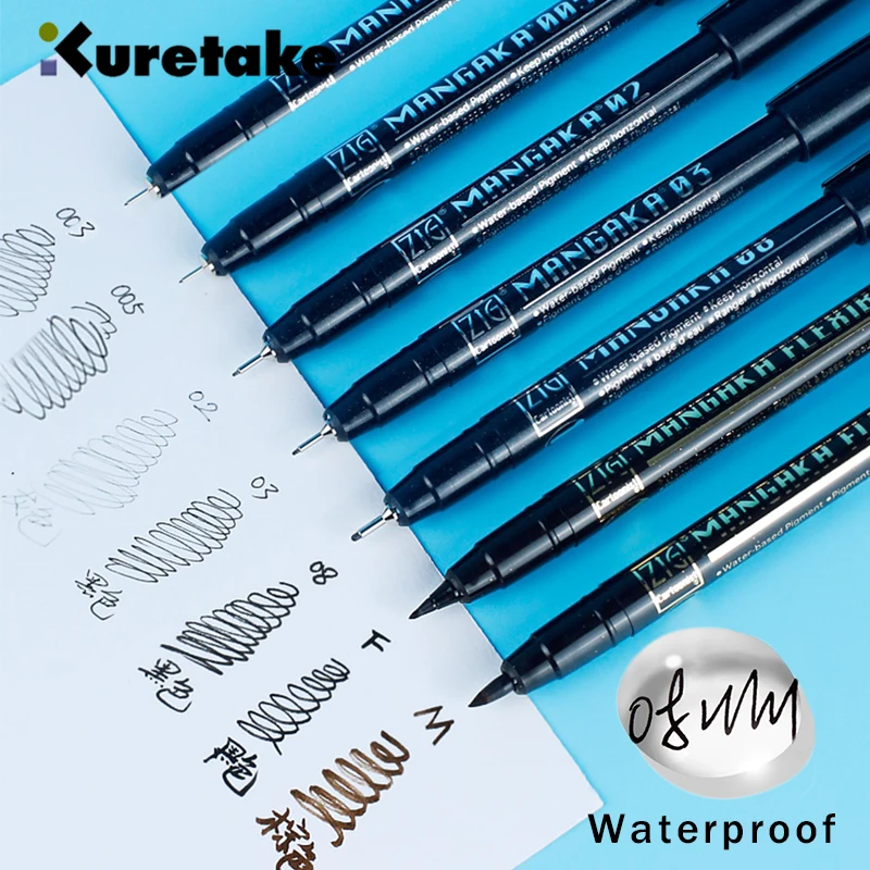 

Kuretake Art Needle Pen 003/005/01/02/03/05/08/F/M Waterproof Cartoon Drawing Hand-painted Line Draft Stroke Line Hook Line Pens