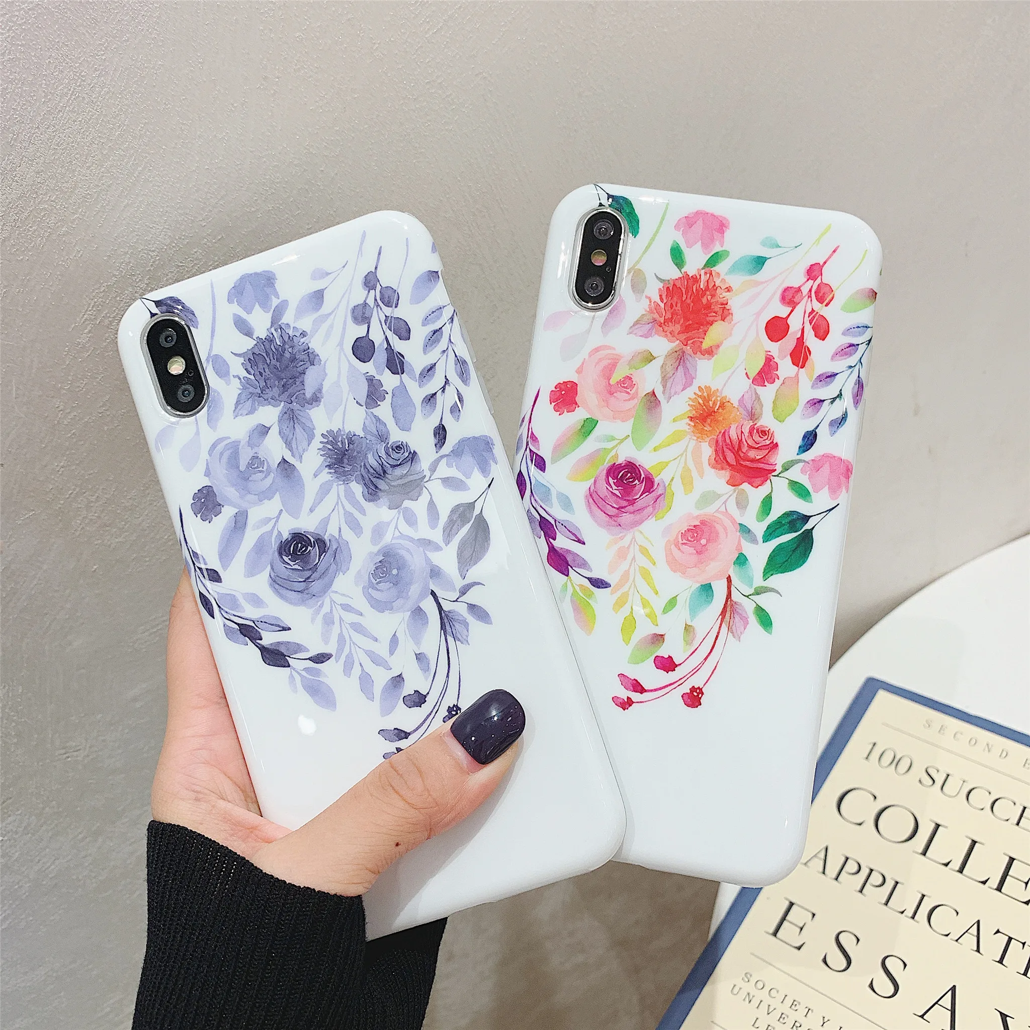 

Luxury Flower Phone Case For iPhone 11 Pro Max iPhone X Xr Xs Max iPhone 7 8 6 6s Plus Floral Smooth Soft IMD Case Back Cover