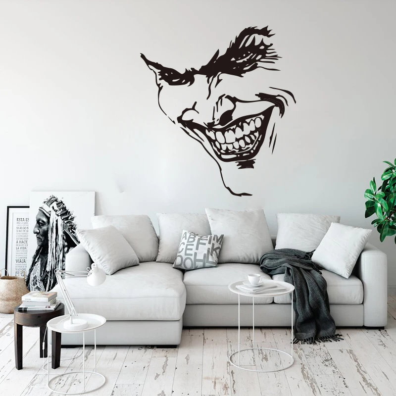 Comics Antihero  The Joker Wall Sticker Office Dorm Cartoom Game Joker Vinyl Wall Decal Bedroom Home Decor (1)