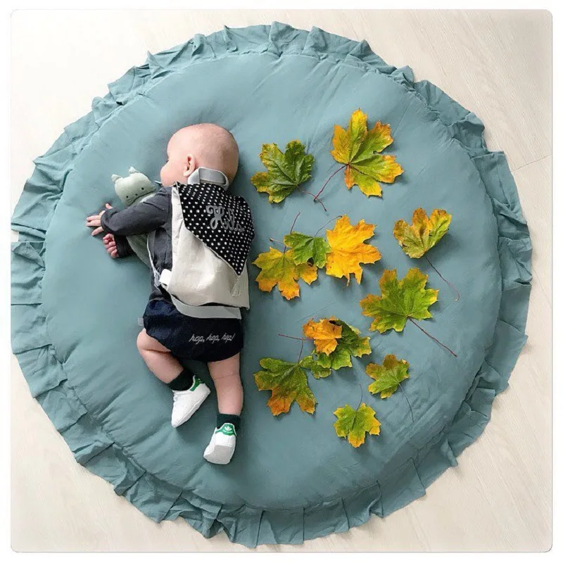 Nordic Newborn Baby Padded Play Mats Soft Cotton Crawling Mat Girls Game Rugs Round Floor Carpet For Kids Interior Room Decor 79 | Дом и сад