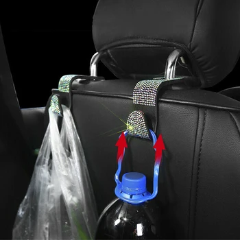 

Crystal Car Seat Back Hook Headrest Hanger Holder Colorful For girls 2pcs set