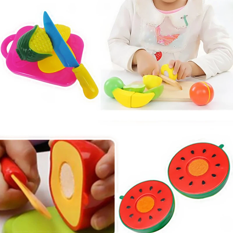 Прекрасный Забавный детский игровой домик, обучающая пластиковая пищевая игрушка, нарезанная фруктово-овощная кухня, Детские ролевые игры, развивающие игрушки
