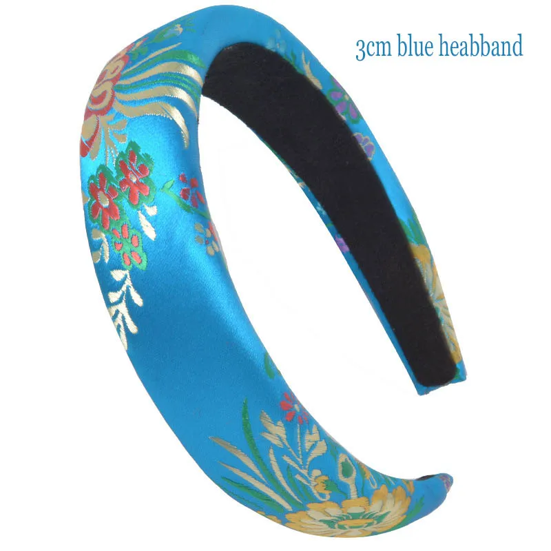 3cm blue headband 3/4 смячейками и глубиной погружения, так что если у вас широкая атласная повязки на голову с вышивкой в стиле ретро Стиль Для женщин губка с повязкой на голову для девочек и сердечком и повязка на голову, повязка для волос аксессуары - Цвет: 3cm blue headband