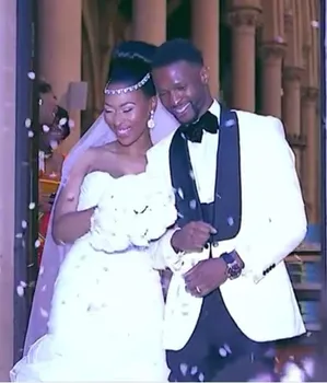 

White Wedding Groom Dress Custom White Black Lapel Men's Luxury Wedding Groom Dress Two Piece Men's Groom Dress