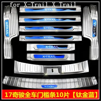 

10PCS Stainless steel Rear Bumper Protector Sill Trunk Tread Plate Trim for Nissan X-Trail X Trail T32 2017 2018 Car styling