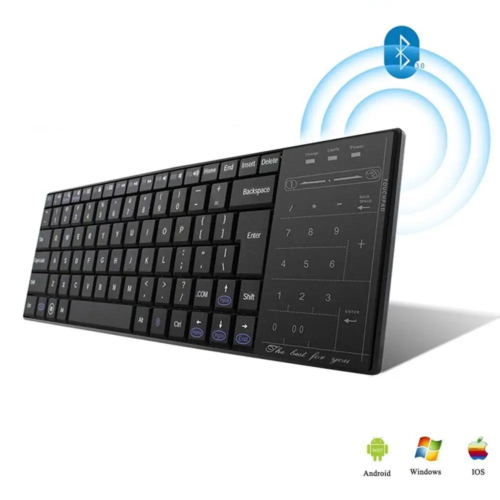 Yiwa Bluetooth 3,0, беспроводная клавиатура, мультимедийный сенсорный коврик с режимом мыши, BT 3,0, клавиатура для Windows Mac/IOS Android