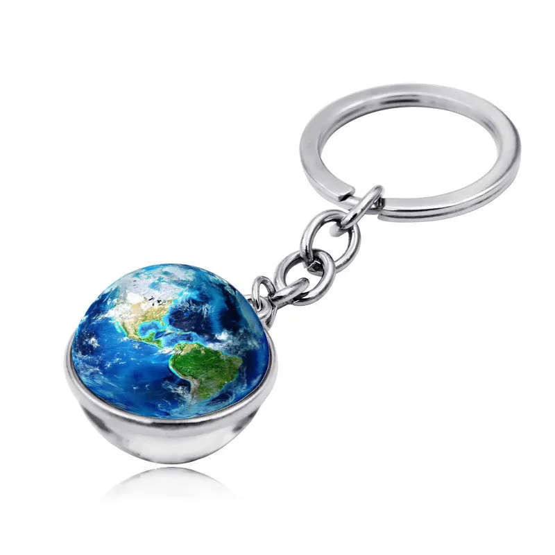Земной брелок для ключей «Планета» Time Gem Orna men t креативный Брелок высокого класса двухсторонний стеклянный шар брелок ювелирные изделия для мужчин и женщин - Color: D Keychain