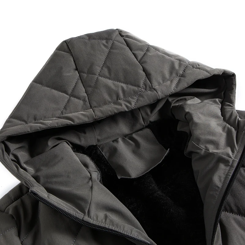Новая мода ромбовидная линия мужская зимняя теплая куртка с капюшоном флисовое пальто мужская приталенная теплая куртка