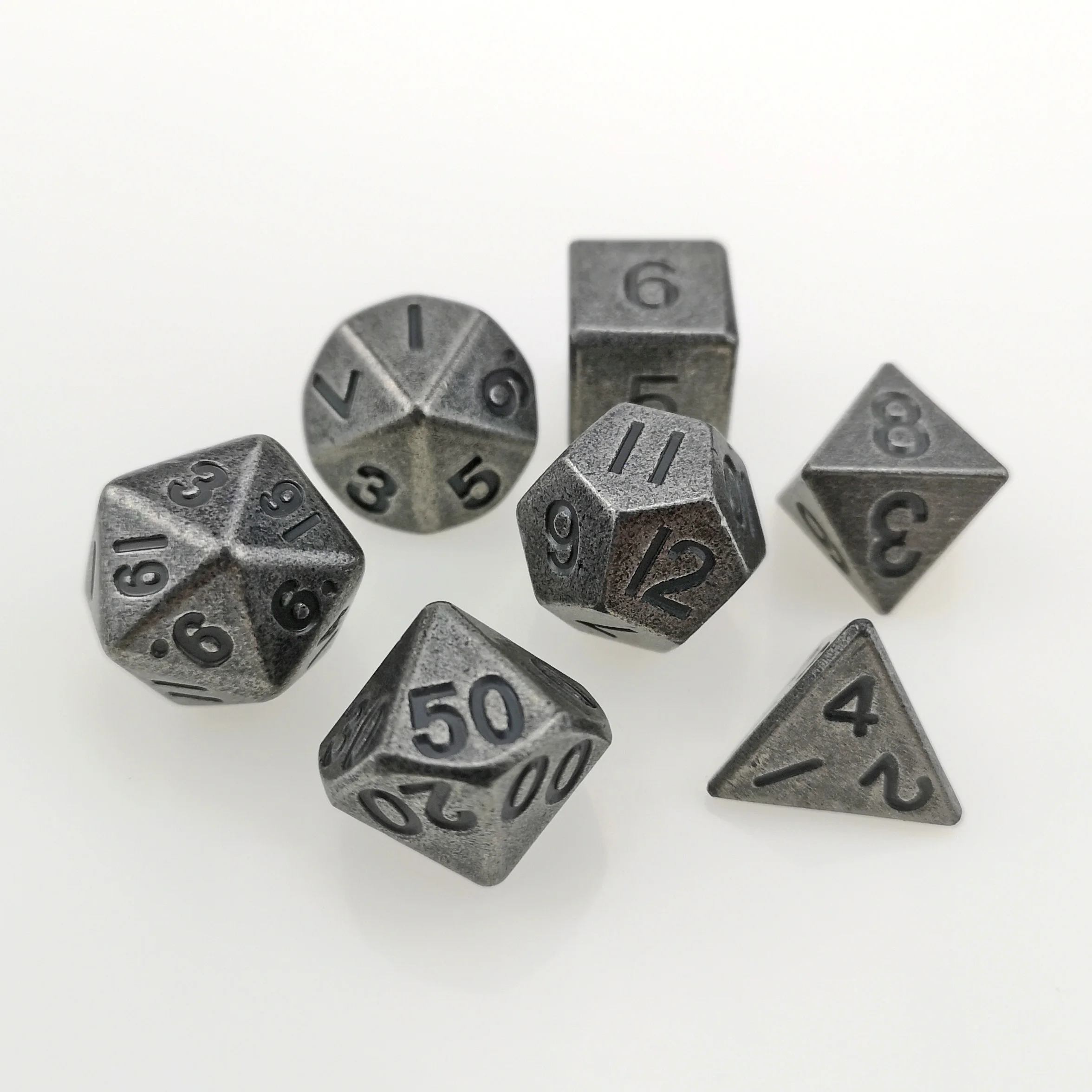 

Rollooo Super Heavy Metal Dice with Large Font Antique Color d4 d6 d8 d10 d% d12 d20