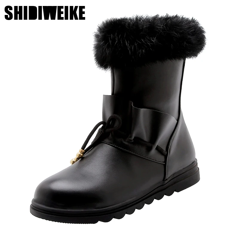 

2019 fashion new Ruffles Women snow boots White black pink Slip-On Faux Fur Platform Boots x425