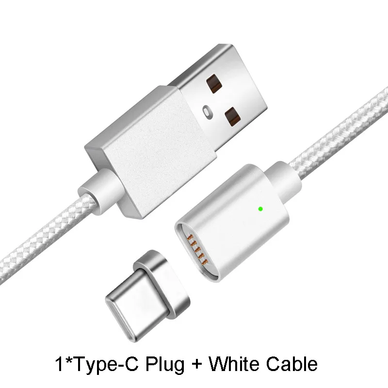 Silver For Type C Магнитный кабель Micro usb type C, адаптер для быстрой зарядки, светодиодный, для телефона, Microusb type-C, магнитное зарядное устройство usb c для iphone, samsung, xiaomi - Тип штекера: Silver For Type C