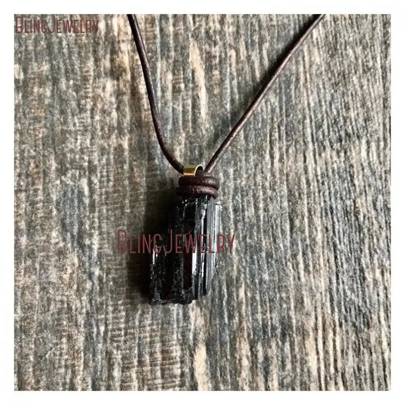 20190807-NM27813- Irregular Shapeblack Tourmaline Leather Necklace_3