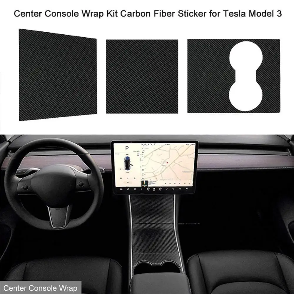 3 шт./компл. центральной консоли пленку центральной консоли Обёрточная бумага Матовый Черный углеродного волокна держать царапин отпечатков пальцев долговечность для Tesla модель 3