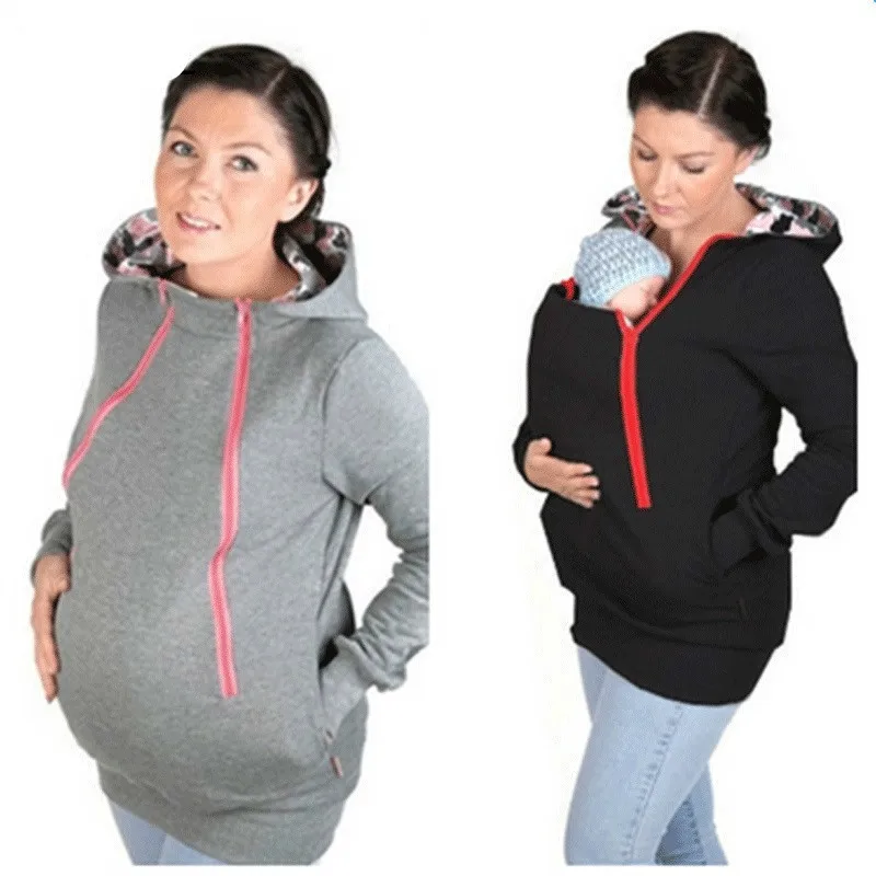 Детский свитер с капюшоном для родителей; куртка для мамы; Одежда для беременных; зимние женские пуловеры «кенгуру»; Верхняя одежда для беременных