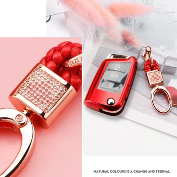 

Fodling 3 Button Car key Shell case For VW Skoda Octavia Karoq for SEAT Ateca Leon Ibiza 2015 2016 2017 2018 2019 key House