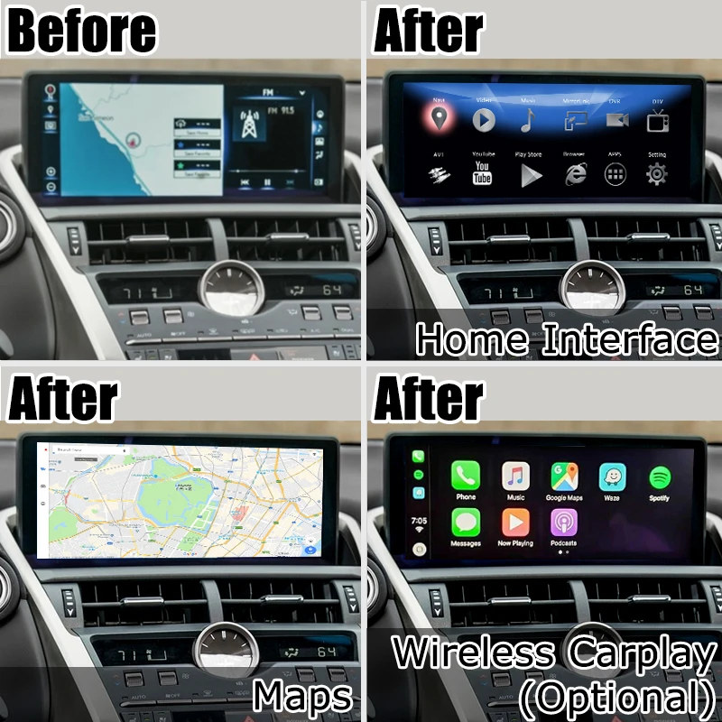 Android / carplay коробка интерфейса для Lexus NX200t NX300h NX300 NX 2015 2019 и т. Д. видео интерфейс GPS