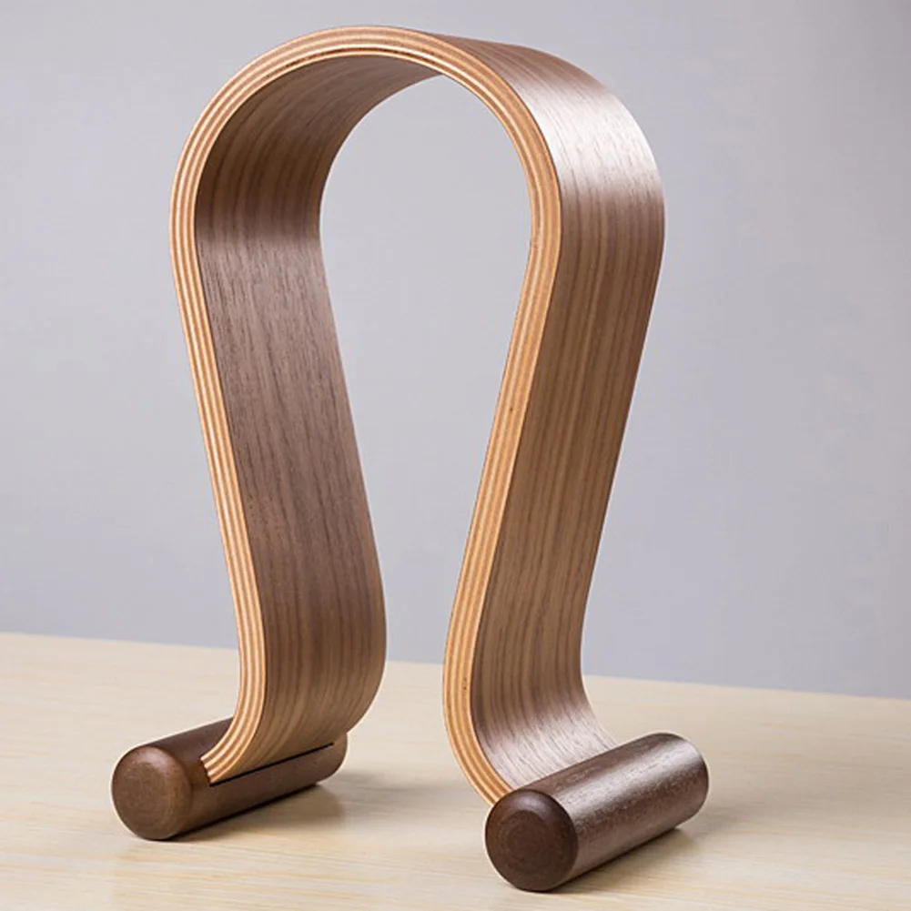 Black Walnut Wood Samdi Wooden Universal Headphone Headset Stand Rack Hanger Desk Display Holder 16cm x 11cm