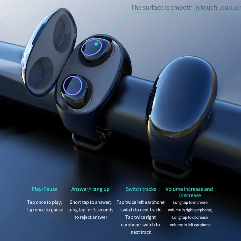 2-in-1 Wireless Earbuds HM50 TWS Smart Sports Watch Wristband Bluetooth 5.0 Smartband Earpieces Headset Bracelet Airdots Case