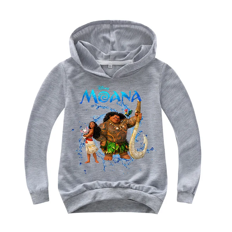 Moana/повседневные толстовки для мальчиков и девочек; сезон весна-осень; хлопковые короткие детские толстовки; детская одежда; свитер с длинными рукавами - Цвет: Серый