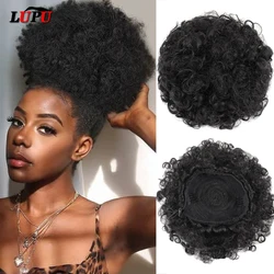 LUPU Afro Puff Chignon Synthetic Hair Bun Short Kinkys Curly Drawstring Ponytail for Black Women African American Hair Pieces