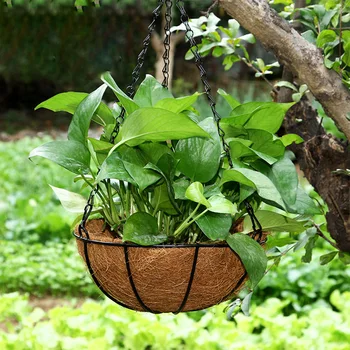 

14 In Hanging Coconut Basket Planter Flower Pot Metal Frame Hanger Decoration Durable And Practical To Use