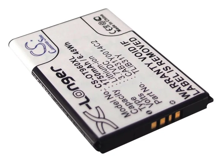 Обновленная батарея Cameron Sino для Alcatel CAB31Y0014C2, One Touch 955, One Touch 960 1750 мАч/6.48Wh