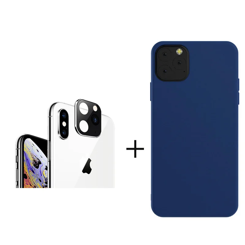 Silver with Navy Защита для экрана камеры для iPhone X XS Max секундная замена на iPhone 11 Pro Max закаленное стекло металлический задний объектив для iPhone XS - Цвет: Silver with Navy