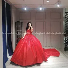 Бальное платье принцессы; Quninceanera; платья с открытыми плечами и аппликацией из бисера; платье с соборным шлейфом; vestido 15 anos vestido de quinceavienera